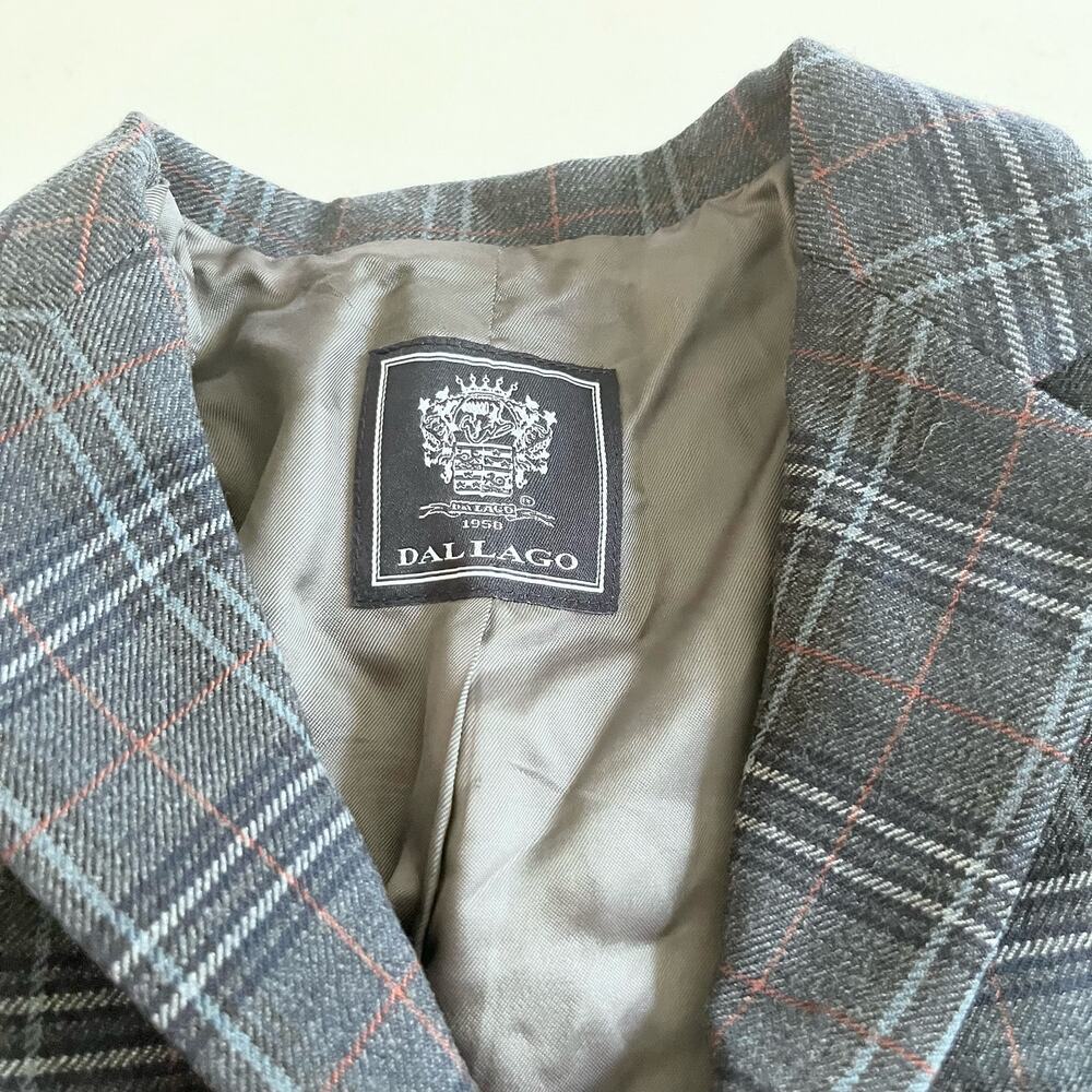Dal Lago club boys gray plaid virgin wool blazer sports jacket size 10 - Picture 2 of 10